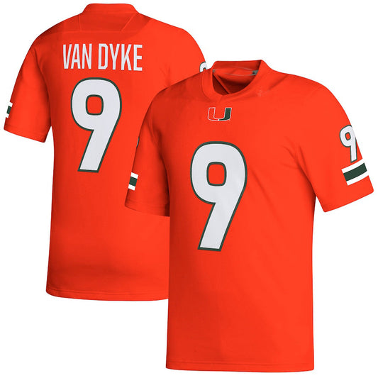 M.Hurricanes #9 Tyler Van Dyke NIL Replica Jersey Orange Football Jersey Stitched American College Jerseys