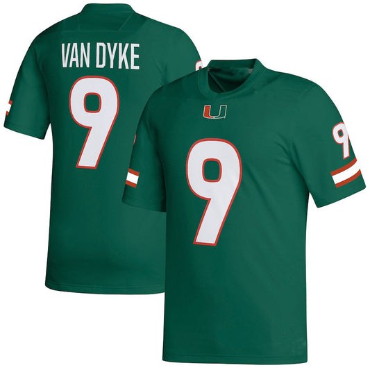 M.Hurricanes #9 Tyler Van Dyke NIL Replica Jersey Green Football Jersey Stitched American College Jerseys