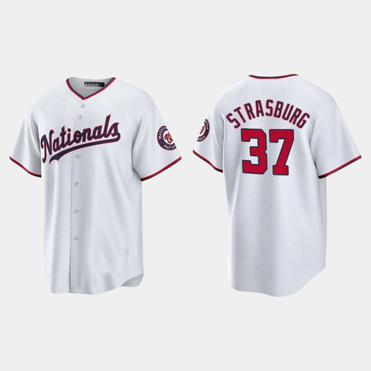 WASHINGTON NATIONALS #37 STEPHEN STRASBURG REPLICA ALTERNATE JERSEY ¨C WHITE Baseball Jerseys