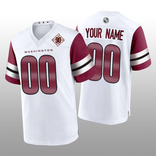 Custom W.Commanders White Game Jersey Football Stitched Jerseys 90th