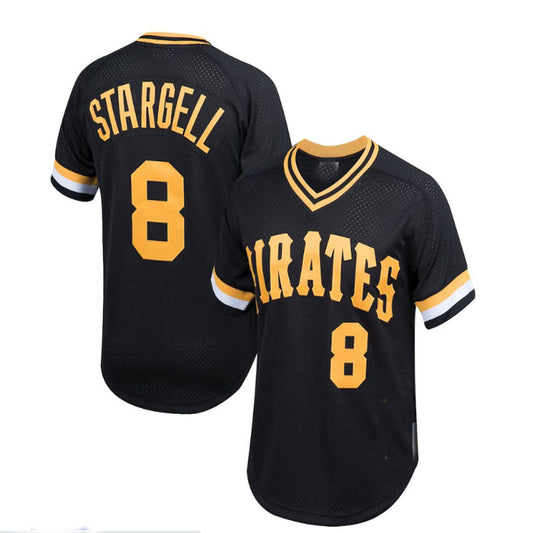 Pittsburgh Pirates #8 Willie Stargell Mitchell & Ness Cooperstown Collection Mesh Batting Practice Jersey - Black Baseball Jerseys