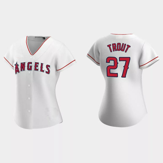 Los Angeles Angels #27 Mike Trout White Replica Home Jersey Men Youth Women Baseball Jerseys
