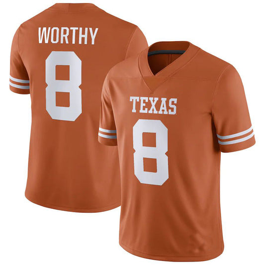 T.Longhorns #8 Xavier Worthy NIL Replica Football Jersey Texas Orange Stitched American College Jerseys