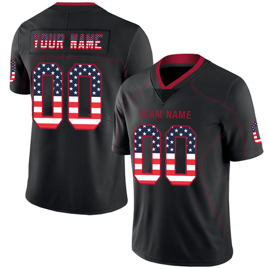 Custom A.Cardinal Men's American Black USA Flag Fashion Vapor Limited Stitched Football Jersey
