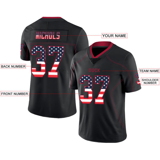Custom A.Falcon Men's American Black USA Flag Fashion Vapor Limited Stitched Football Jersey