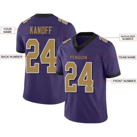 Custom B.Raven Men's American Purple Color Rush Vapor Limited Stitched Football Jersey