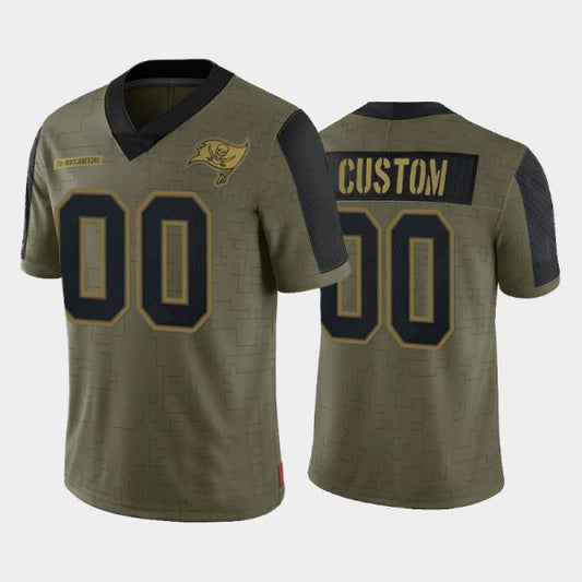 Custom TB.Buccaneers Olive 2021 Salute To Service Limited Football Jerseys