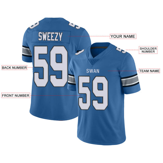 Custom D.Lions Stitched American Jerseys Personalize Birthday Gifts Blue Football Jersey