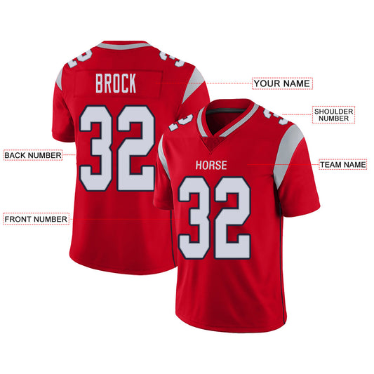 Custom NE.Patriots Stitched American Football Jerseys Personalize Birthday Gifts Red Jersey