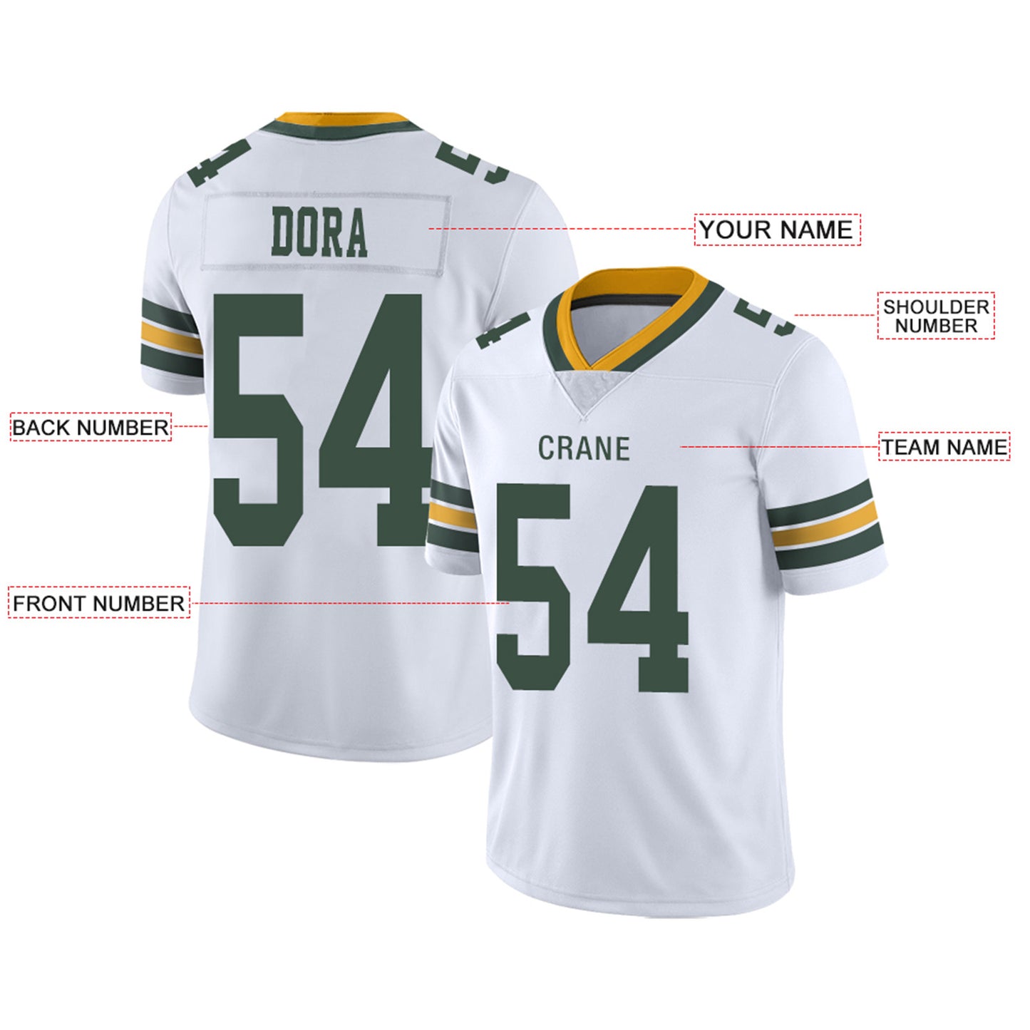 Custom GB.Packers Football Jerseys Team Player or Personalized Design Your Own Name for Men's Women's Youth Jerseys Green