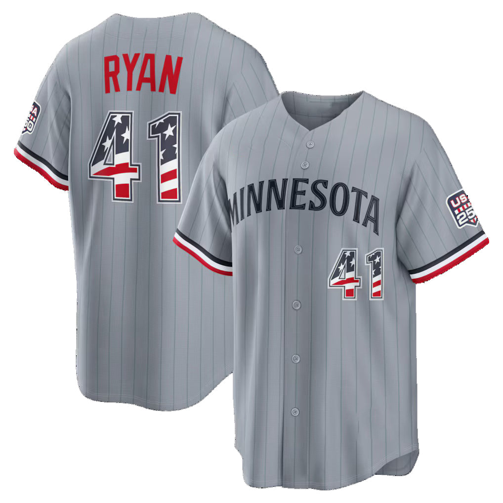 Minnesota Twins #41 Joe Ryan USA 250 Fourth of July Road Stadium Jersey - Gray Puhics
