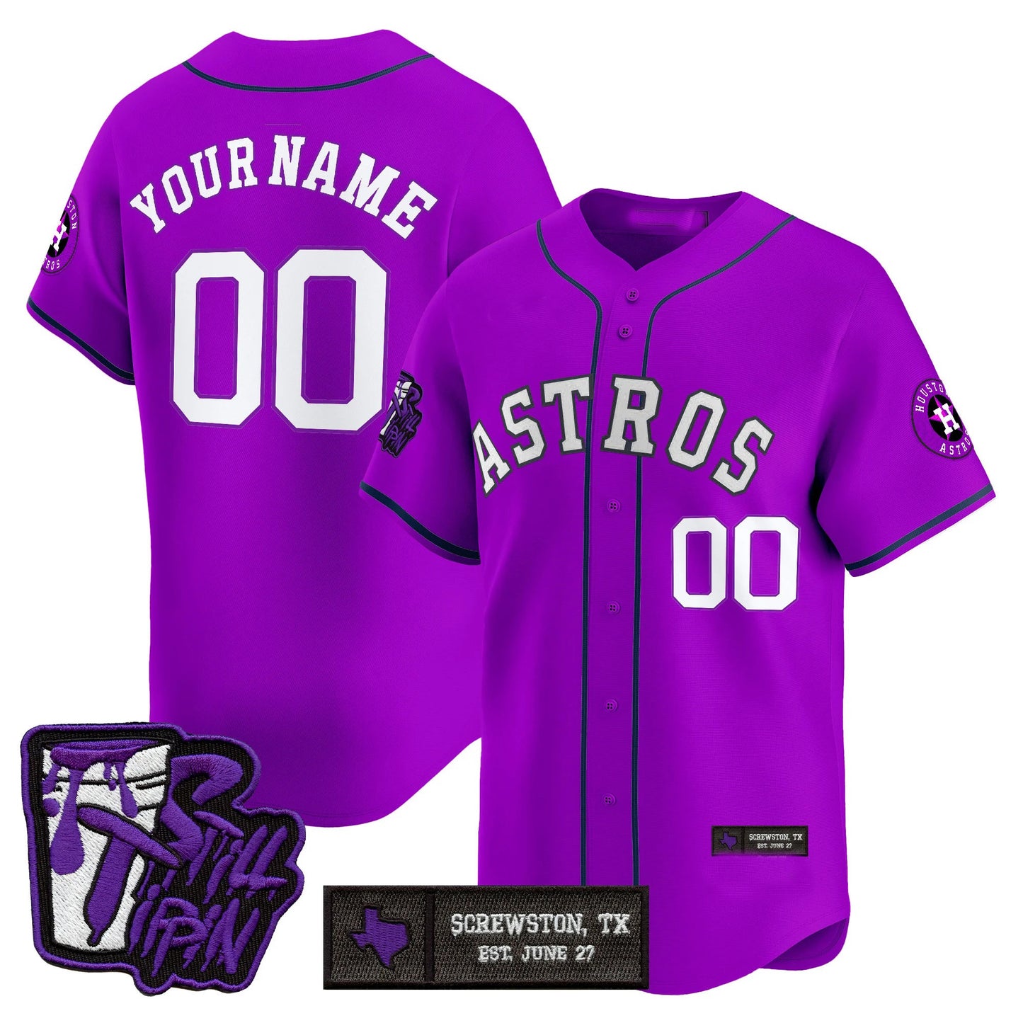 Custom Houston Astros DJ Screw Still Tippin Purple Patch Vapor Premier Limited Stitched Baseball Jersey
