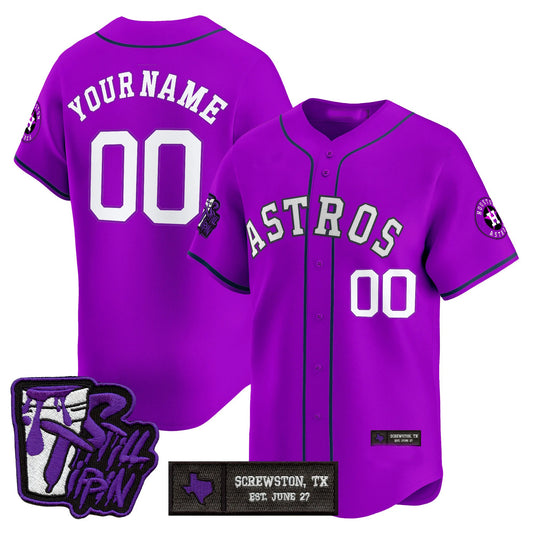 Custom Houston Astros DJ Screw Still Tippin Purple Patch Vapor Premier Limited Stitched Baseball Jersey