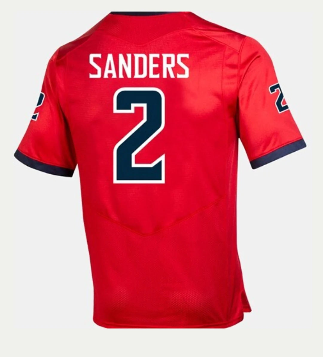#2 Shedeur Sanders Red J.State Tigers Under Armour Team Wordmark Replica Football Jersey  Red Stitched American College Jerseys