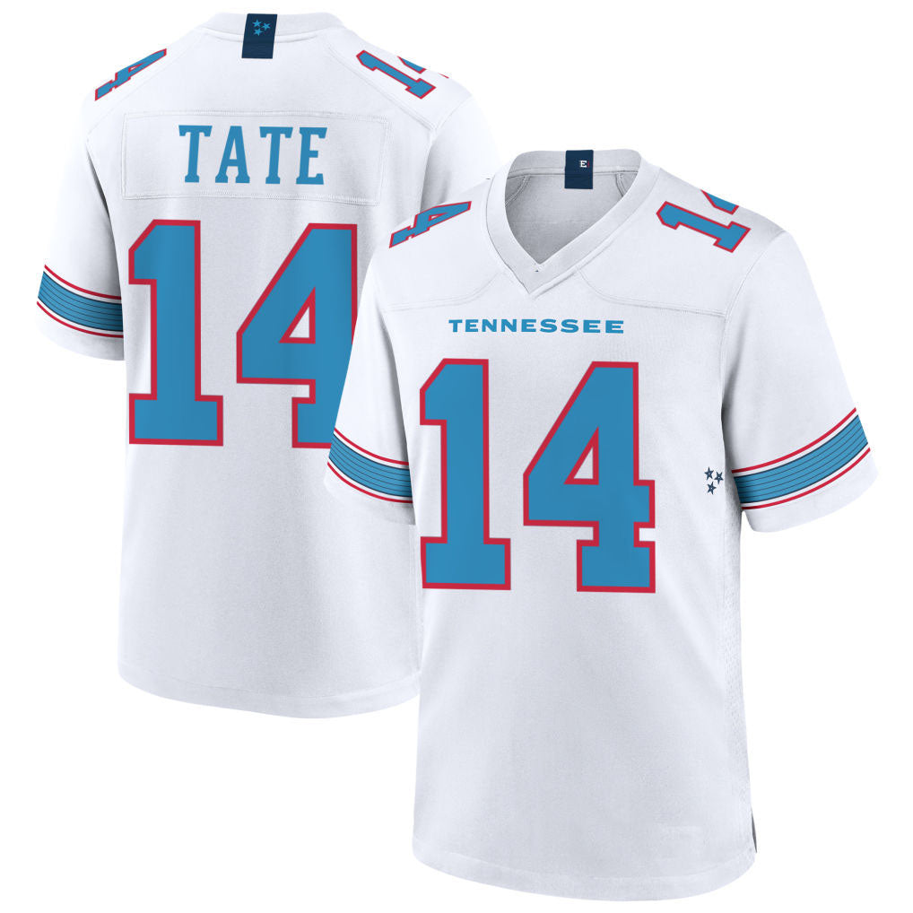 T.Titans #14 Carnell Tate White Stitched American Football Jersey