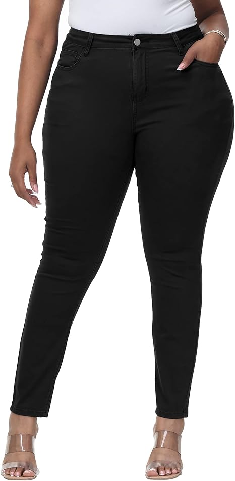 Womens Plus Size Skinny Tapered Pants Comfy Stretch High Waist Ankle Jean
