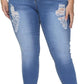 Womens Plus Size Skinny Jeans Stretchy High Waisted Ankle Jean