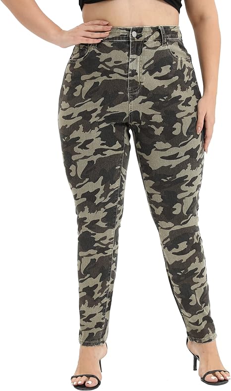Womens Plus Size Skinny Tapered Pants Comfy Stretch High Waist Ankle Jean