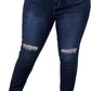 Womens Plus Size Skinny Jeans Stretchy High Waisted Ankle Jean