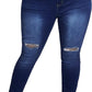 Womens Plus Size Skinny Jeans Stretchy High Waisted Ankle Jean