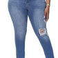 Womens Plus Size Skinny Jeans Stretchy High Waisted Ankle Jean