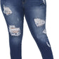 Womens Plus Size Skinny Jeans Stretchy High Waisted Ankle Jean