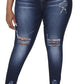 Womens Plus Size Skinny Jeans Stretchy High Waisted Ankle Jean