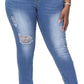 Womens Plus Size Skinny Jeans Stretchy High Waisted Ankle Jean