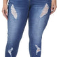Womens Plus Size Skinny Jeans Stretchy High Waisted Ankle Jean