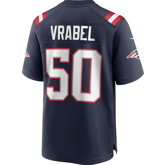 NE.Patriots #50 Mike Vrabel Navy Game Player Jersey Stitched American Football Jerseys