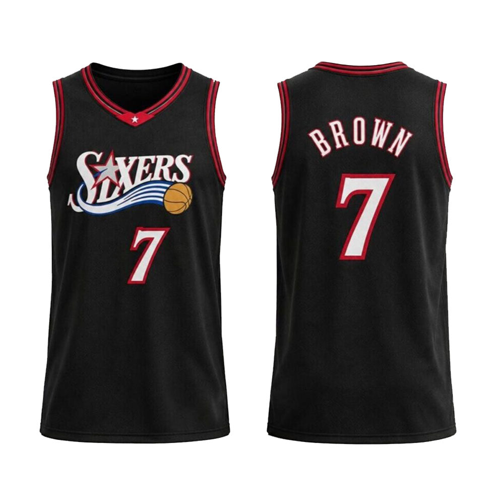 PH.76ers #7 Jaylen Brown Black Stitched American Basketball Jersey