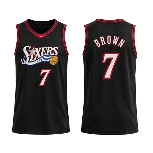 PH.76ers #7 Jaylen Brown Black Stitched American Basketball Jersey