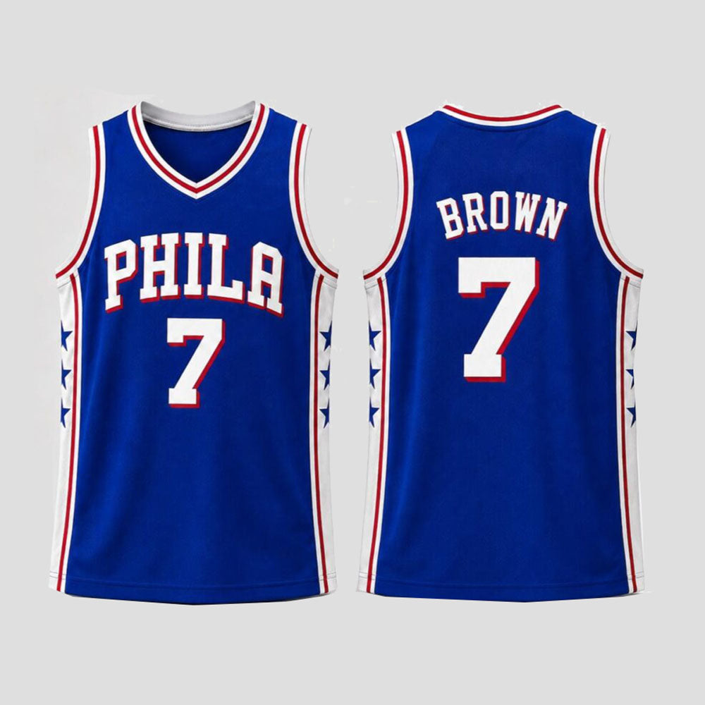 2026 PH.76ers #7 Jaylen Brown Royal Stitched American Basketball Jersey