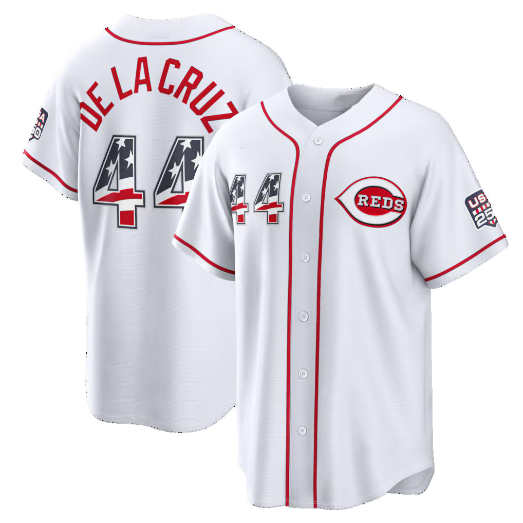 Cincinnati Reds #44 Elly De La Cruz USA 250 Fourth of July Home Stadium Jersey - White Puhics