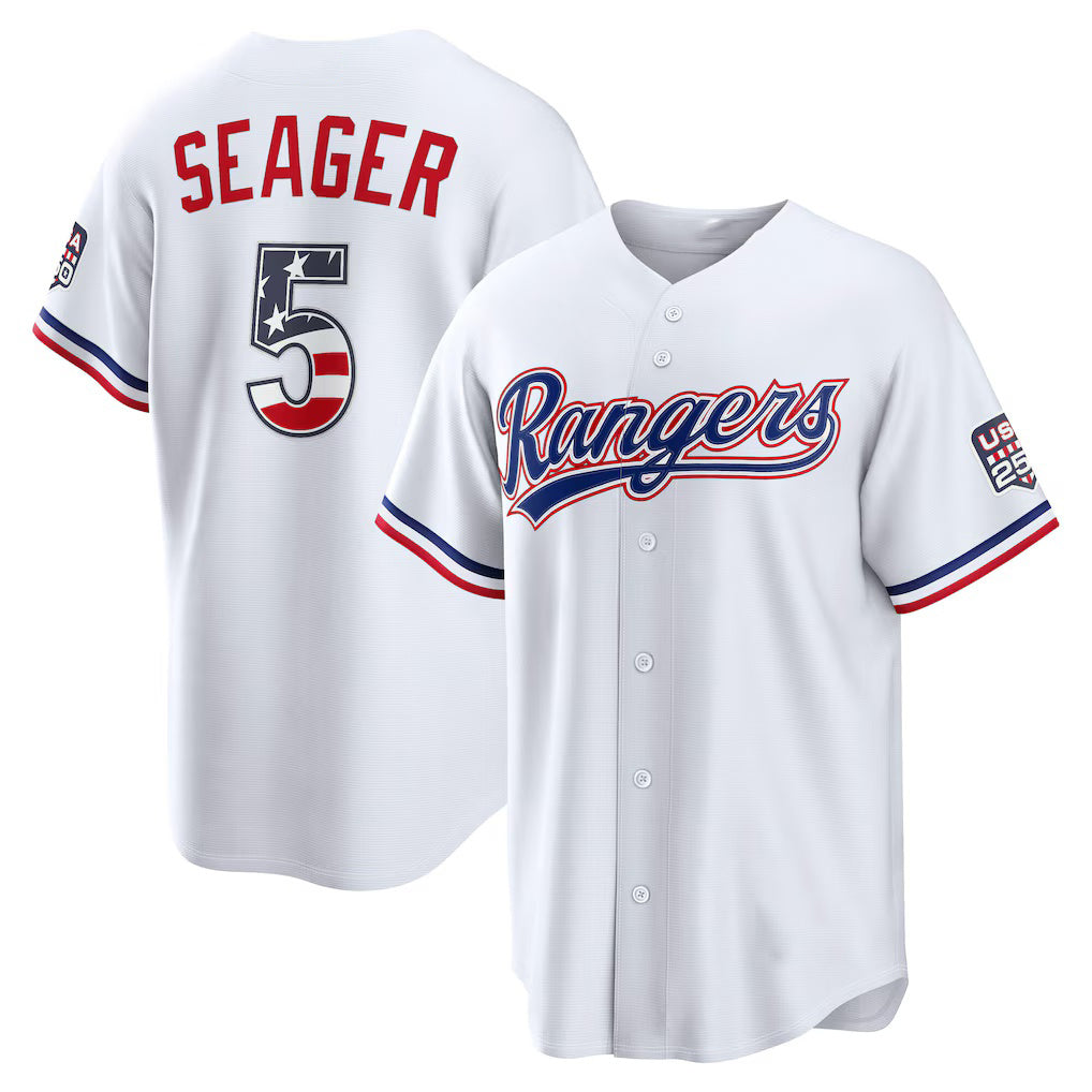 Texas Rangers #5 Corey Seager USA 250 Fourth of July Home Stadium Jersey - White Puhics