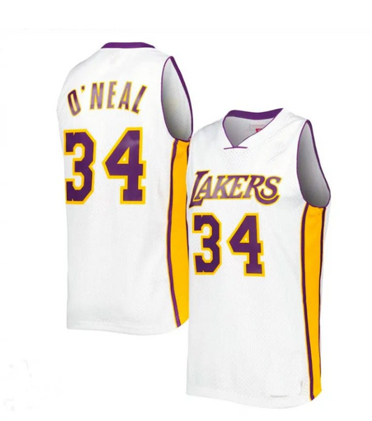 LA.Lakers #34 Shaquille O'Neal Mitchell & Ness Authentic Jersey  Gold Stitched American Basketball Jersey