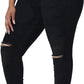 Womens Plus Size Skinny Jeans Stretchy High Waisted Ankle Jean