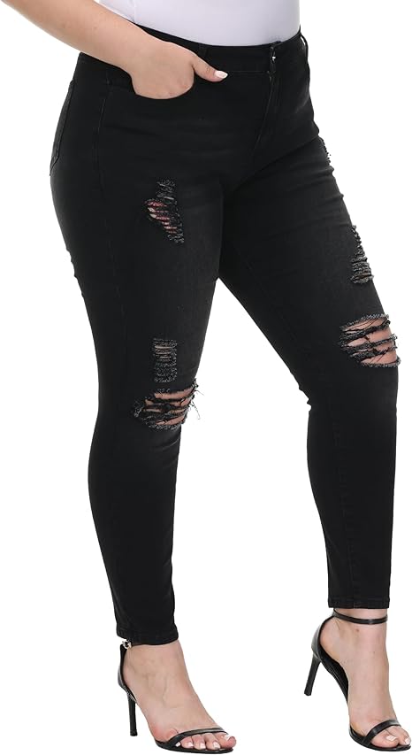 Womens Plus Size Skinny Jeans Stretchy High Waisted Ankle Jean