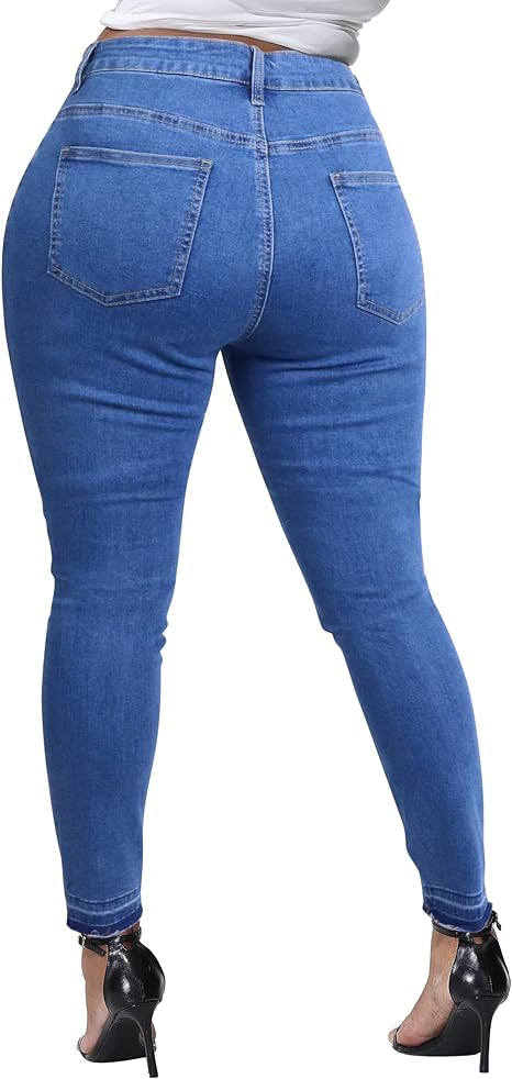 Womens Plus Size Skinny Jeans Stretchy High Waisted Ankle Jean