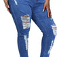 Womens Plus Size Skinny Jeans Stretchy High Waisted Ankle Jean