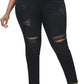 Womens Plus Size Skinny Jeans Stretchy High Waisted Ankle Jean