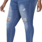 Womens Plus Size Skinny Jeans Stretchy High Waisted Ankle Jean