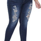 Womens Plus Size Skinny Jeans Stretchy High Waisted Ankle Jean