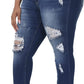 Womens Plus Size Skinny Jeans Stretchy High Waisted Ankle Jean