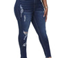 Womens Plus Size Skinny Jeans Stretchy High Waisted Ankle Jean