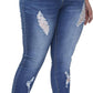 Womens Plus Size Skinny Jeans Stretchy High Waisted Ankle Jean