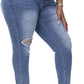 Womens Plus Size Skinny Jeans Stretchy High Waisted Ankle Jean