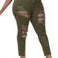 Womens Plus Size Skinny Jeans Stretchy High Waisted Ankle Jean