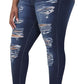 Womens Plus Size Skinny Jeans Stretchy High Waisted Ankle Jean