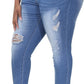 Womens Plus Size Skinny Jeans Stretchy High Waisted Ankle Jean